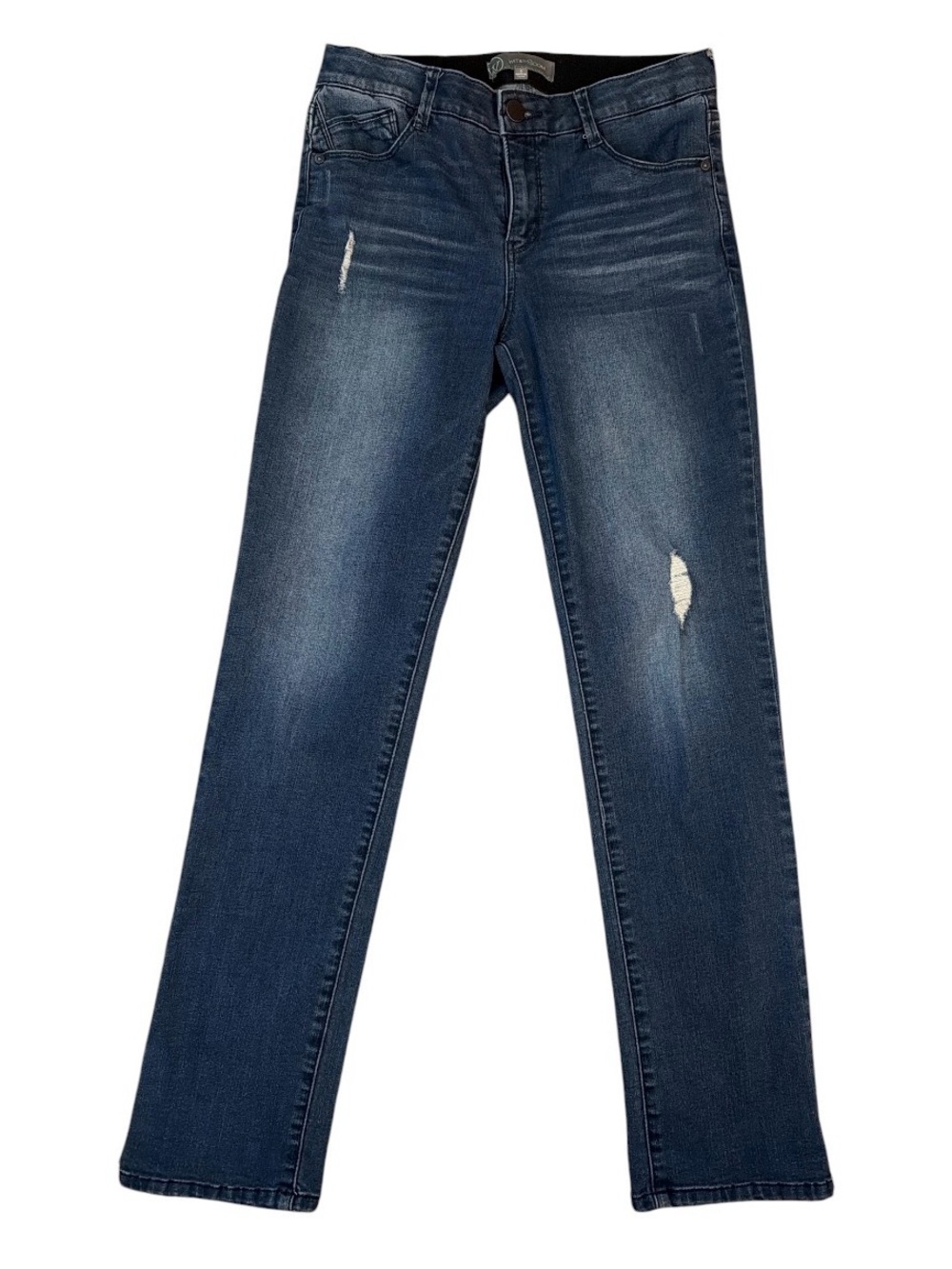 Wit & Wisdom Dark Blue Straight Leg Distressed Jeans